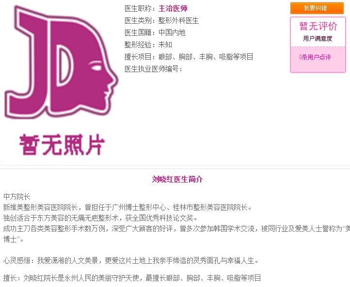 永州,新唯美,整形,美容,醫(yī)療,門診部,劉曉紅